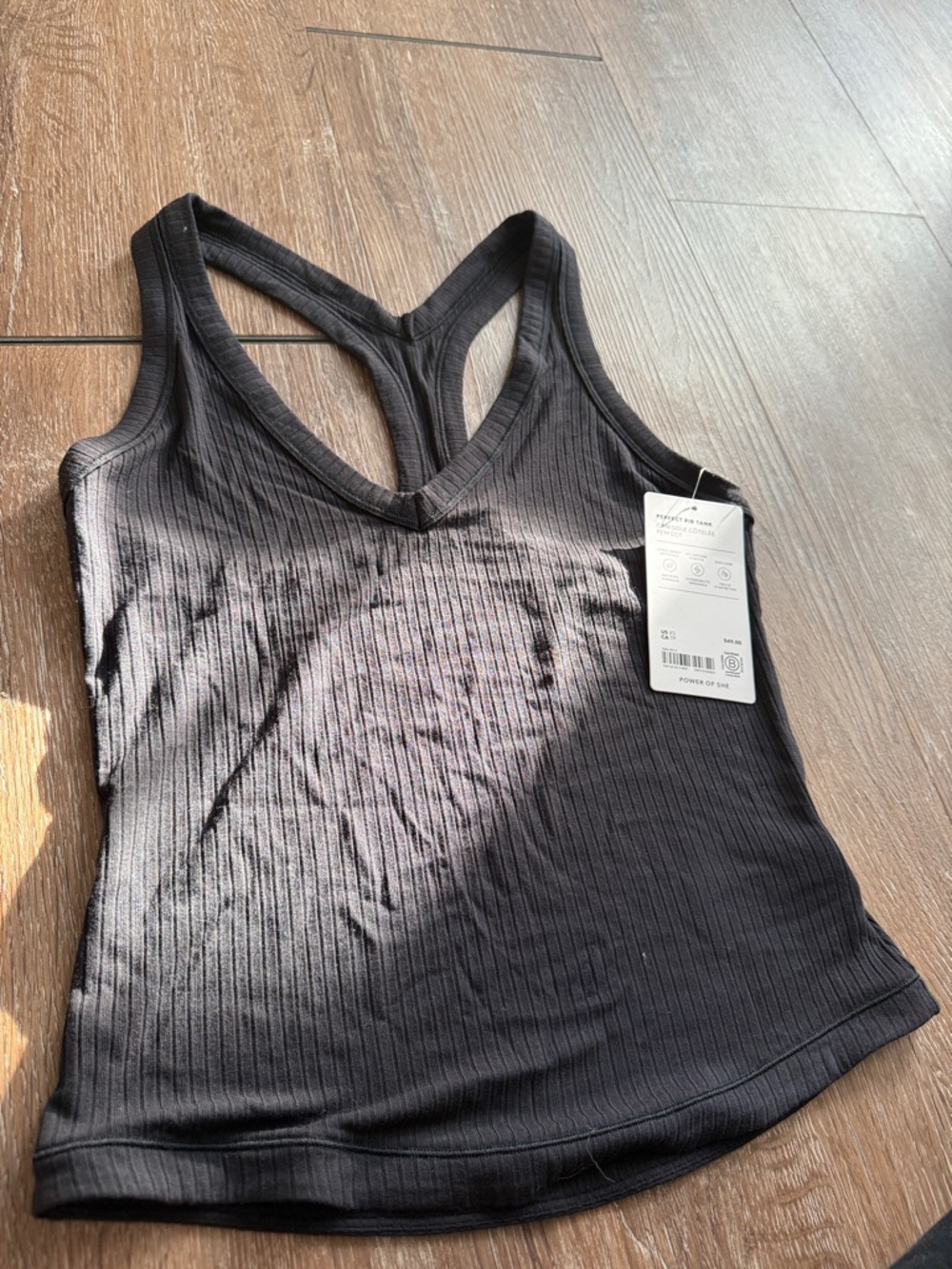 Athleta Black Ribbed V-Neck Racerback Tank - Picture 3 of 4